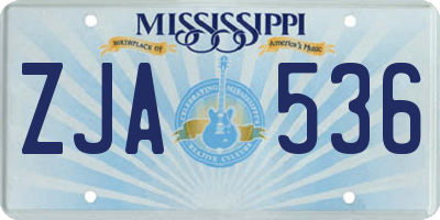 MS license plate ZJA536