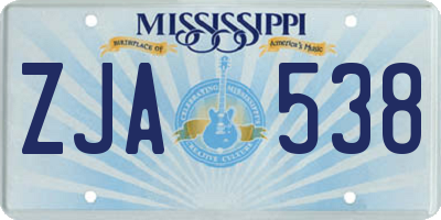MS license plate ZJA538