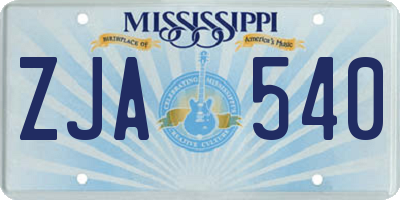 MS license plate ZJA540