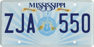 MS license plate ZJA550