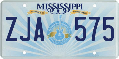 MS license plate ZJA575
