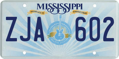MS license plate ZJA602