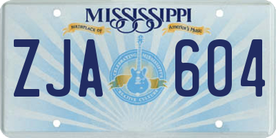 MS license plate ZJA604