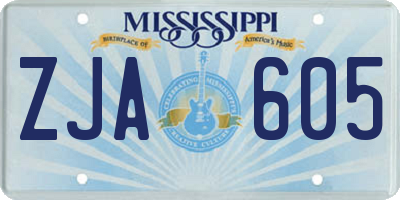 MS license plate ZJA605