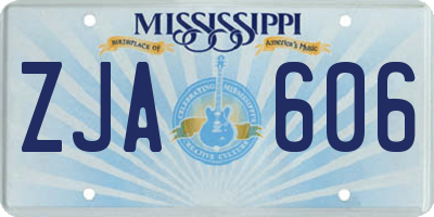 MS license plate ZJA606