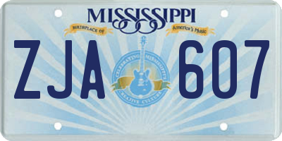 MS license plate ZJA607