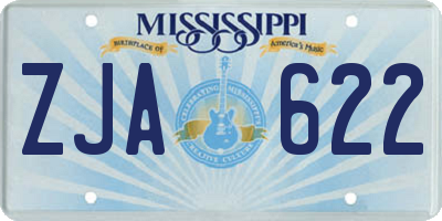 MS license plate ZJA622