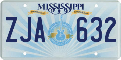 MS license plate ZJA632
