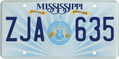 MS license plate ZJA635