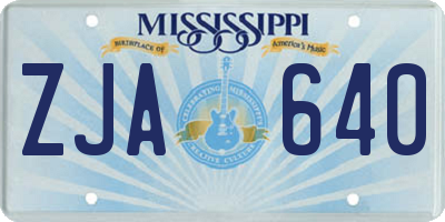 MS license plate ZJA640