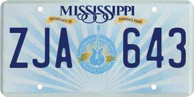 MS license plate ZJA643