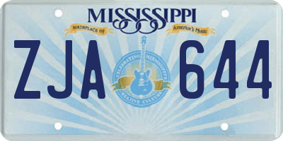 MS license plate ZJA644