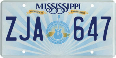 MS license plate ZJA647