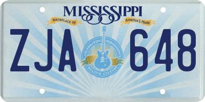 MS license plate ZJA648