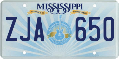 MS license plate ZJA650