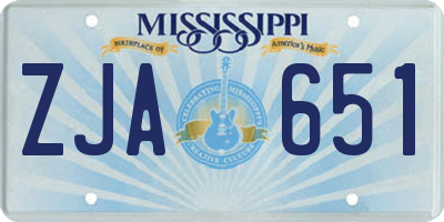 MS license plate ZJA651
