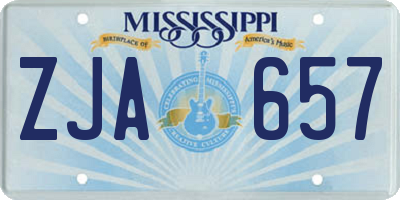 MS license plate ZJA657