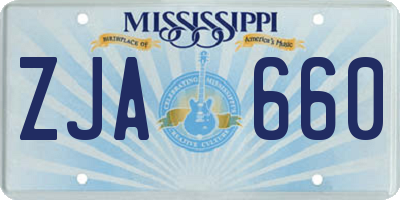 MS license plate ZJA660