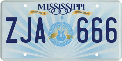 MS license plate ZJA666