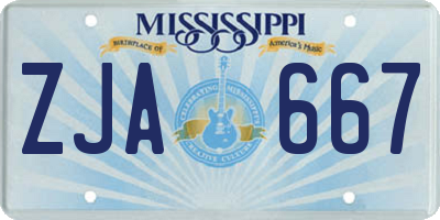MS license plate ZJA667