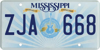 MS license plate ZJA668