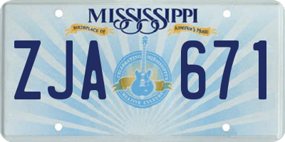 MS license plate ZJA671