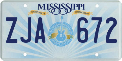 MS license plate ZJA672