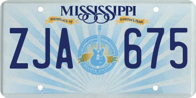 MS license plate ZJA675