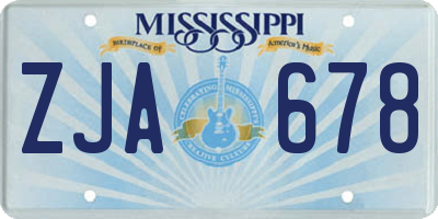 MS license plate ZJA678