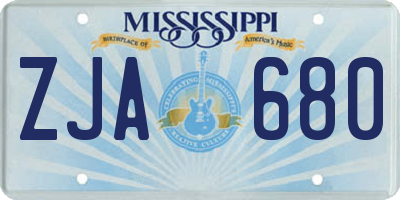 MS license plate ZJA680