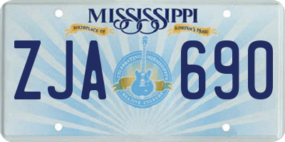 MS license plate ZJA690