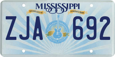 MS license plate ZJA692