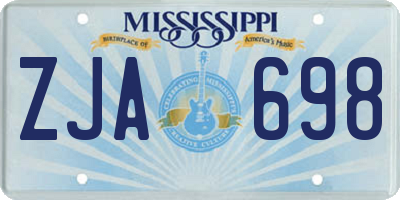 MS license plate ZJA698