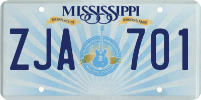 MS license plate ZJA701