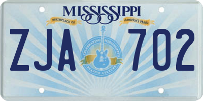 MS license plate ZJA702