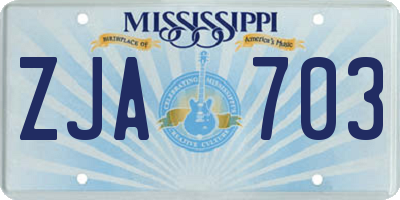 MS license plate ZJA703