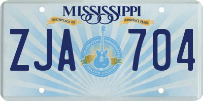 MS license plate ZJA704