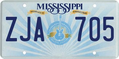 MS license plate ZJA705