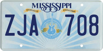 MS license plate ZJA708