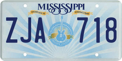 MS license plate ZJA718
