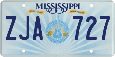 MS license plate ZJA727