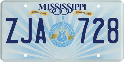 MS license plate ZJA728