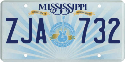 MS license plate ZJA732