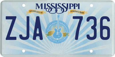 MS license plate ZJA736