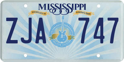 MS license plate ZJA747