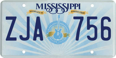 MS license plate ZJA756