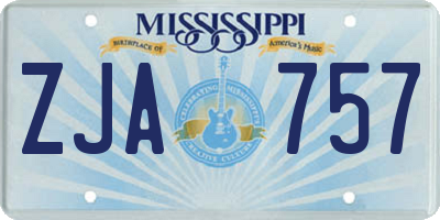 MS license plate ZJA757