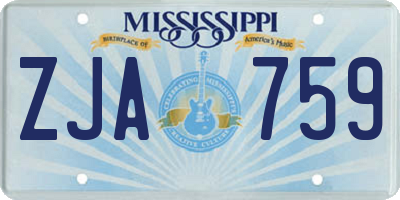 MS license plate ZJA759