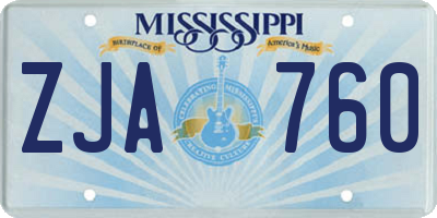 MS license plate ZJA760