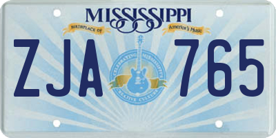 MS license plate ZJA765